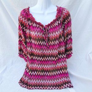 Beverly Drive Size 1x Chevron Design Blouse